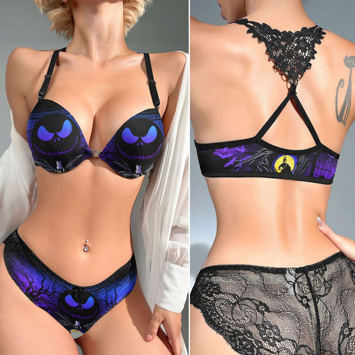 Women's Lace Lingerie Set, Purple 2 Piece Bra Panty Sleepwear Nightwear Outfit | Wonder Skull Women's Lace Lingerie Set, Purple 2 Piece Bra Panty Sleepwear Nightwear Outfit | Wonder Skull