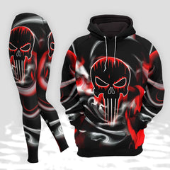 Women Hoodie and Leggings, Skull Melting Soul Art Outwear Pants Outfit