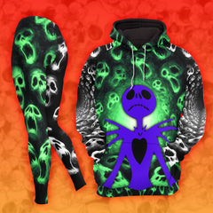 Women Hoodie and Leggings, Green Haunted Skeleton Outwear Pants Outfit