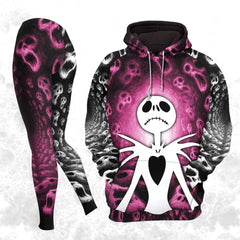 Women Hoodie and Leggings,Pink Haunted Skeleton Outwear Pants Outfit
