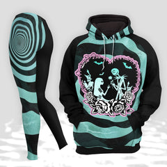 Women Hoodie and Leggings, Couple Skeleton Illusion Art Outwear Pants Outfit