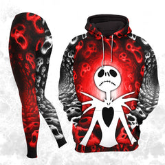 Women Hoodie and Leggings, Red Haunted Skeleton Outwear Pants Outfit