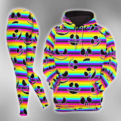 Colorful Little Nightmare Pattern Combo Hoodie and Leggings - Dark and edgy matching set with skull designs for a unique and stylish look