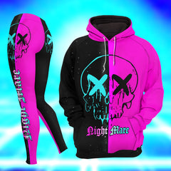 Women Hoodie and Leggings, Neon Skull Nightmare Outwear Pants Outfit