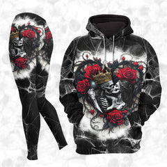 Women Hoodie and Leggings, Couple Skeleton Gothic Outwear Pants Outfit