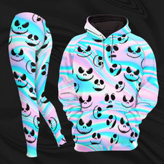 Women Hoodie and Leggings, Holographic Face Outwear Pants Outfit