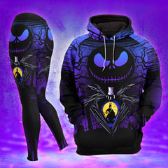 Women Hoodie and Leggings, Purple Night Moon Outwear Pants Outfit