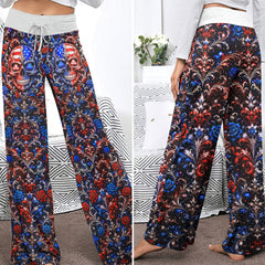 Baroque American Skull Women's High-waisted Wide Leg Pants