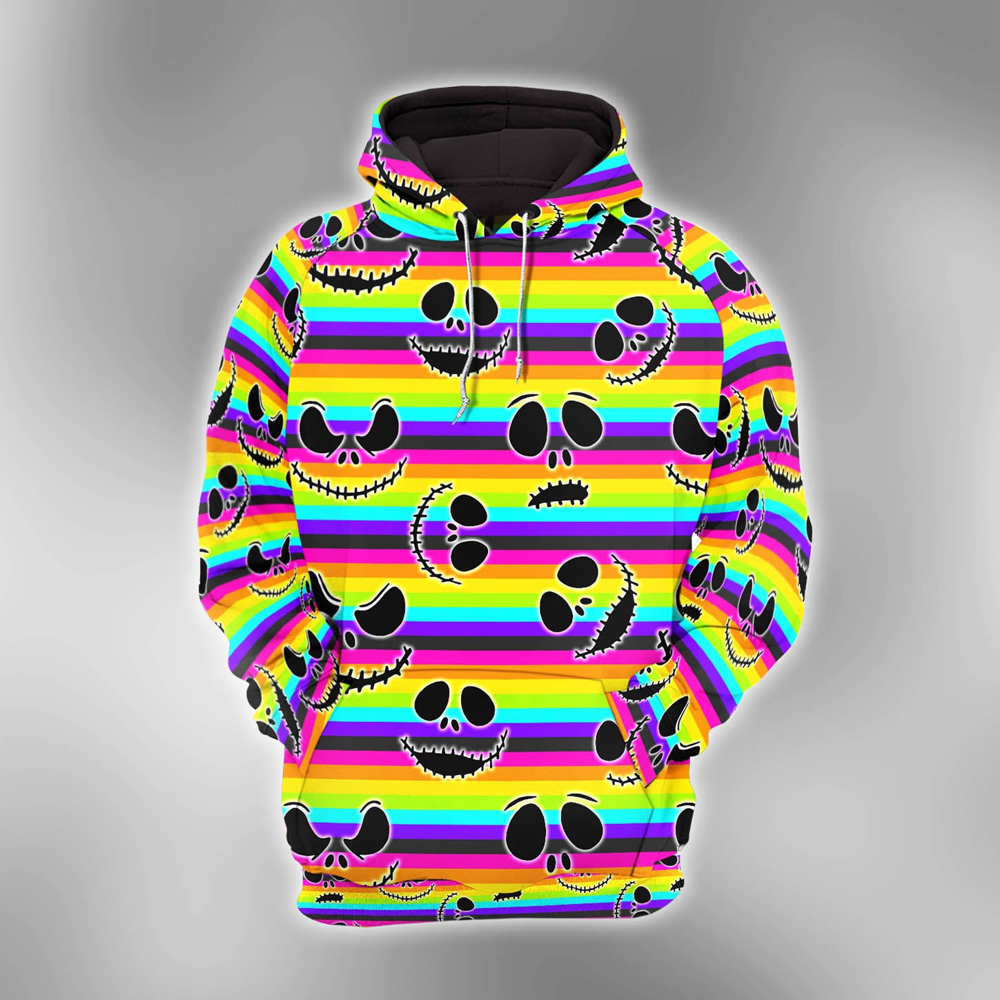 Colorful Little Nightmare Pattern Combo Hoodie and Leggings - Dark and edgy matching set with skull designs for a unique and stylish look