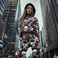 Women Hoodie and Leggings, Thorns & Remains Skull Outwear Pants Outfit
