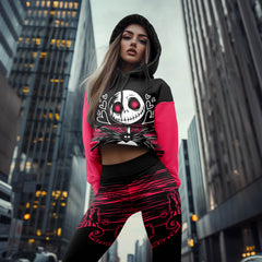 Women Hoodie and Leggings, Pink Couple Art Outwear Pants Outfit
