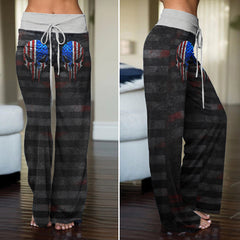 Rebel Patriot Track Art Women's High-waisted Wide Leg Pants