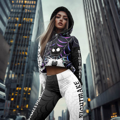 Women Hoodie and Leggings, Holographic Skeleton Art Outwear Pants Outfit