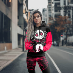 Women Hoodie and Leggings, Pink Couple Art Outwear Pants Outfit