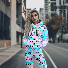Women Hoodie and Leggings, Holographic Face Outwear Pants Outfit