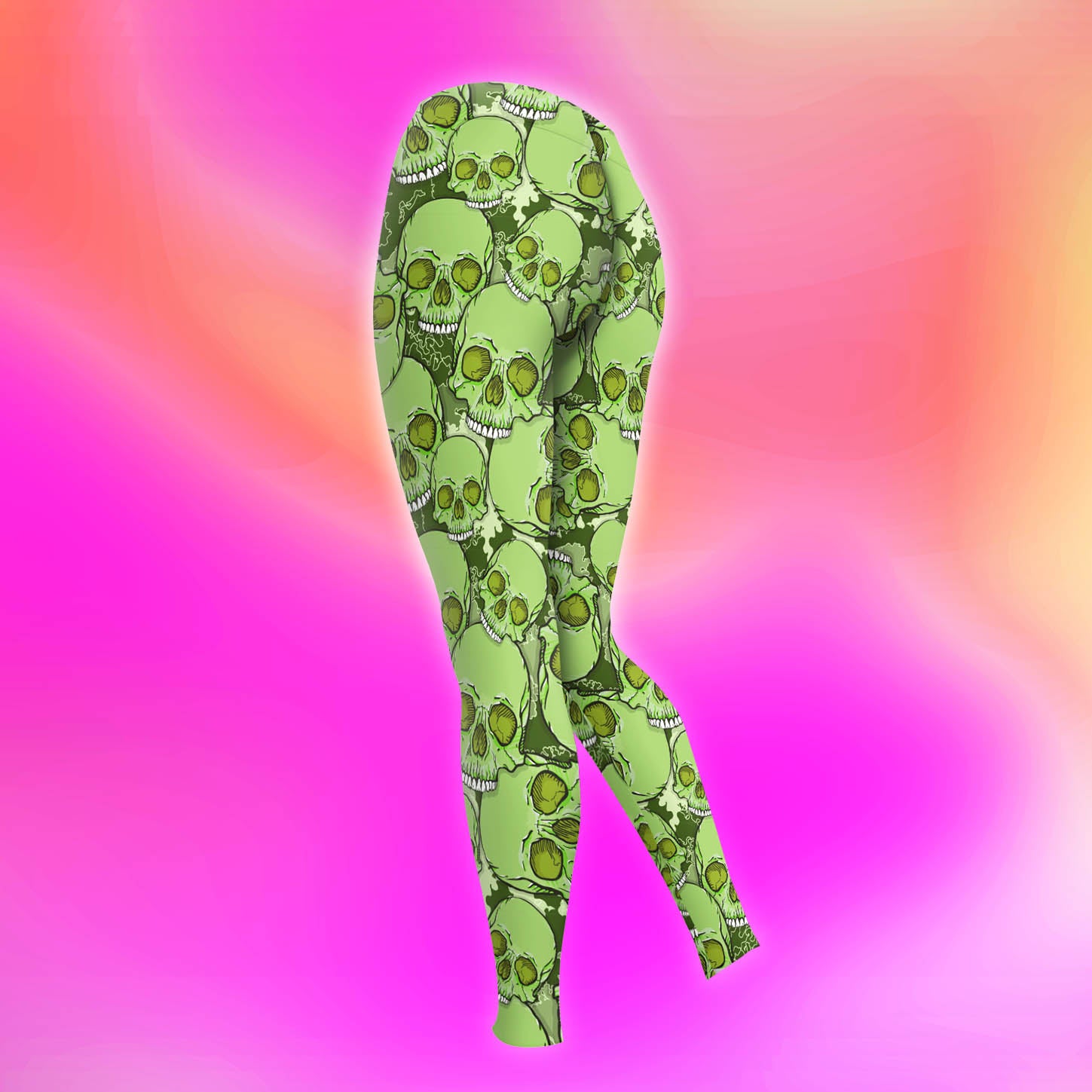 Green Camo Skull Pattern Combo Hoodie and Leggings - Dark and edgy matching set with skull designs for a unique and stylish look