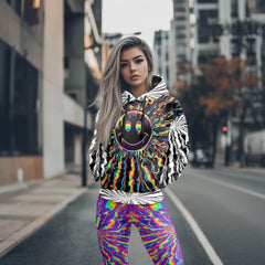 Women Hoodie and Leggings, Neon Drip Smiley Outwear Pants Outfit