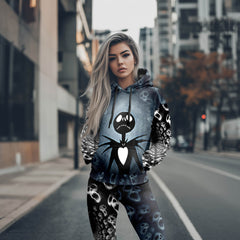Women Hoodie and Leggings, Gothic Haunted Skeleton Outwear Pants Outfit