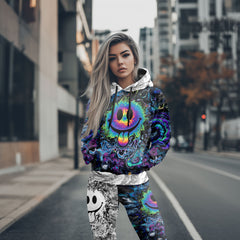 Women Hoodie and Leggings, Melting Smile Grin Outwear Pants Outfit