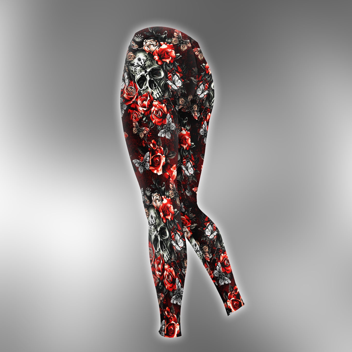 Red Rose Skull Butterfly Combo Hoodie and Leggings - Dark and edgy matching set with skull designs for a unique and stylish look