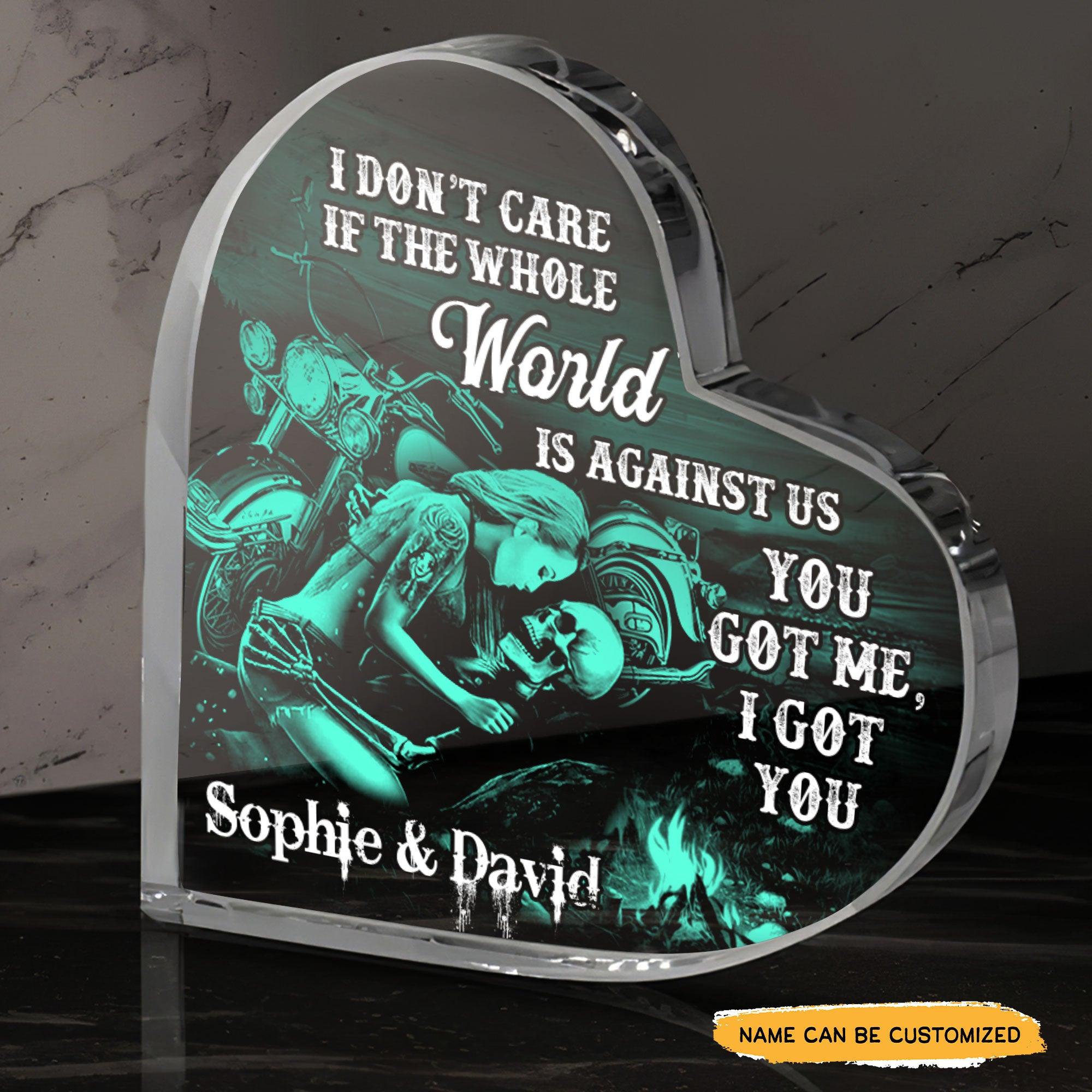 You Got Me I Got You - Customized Skull Couple Crystal Heart Anniversary Gifts - Wonder Skull