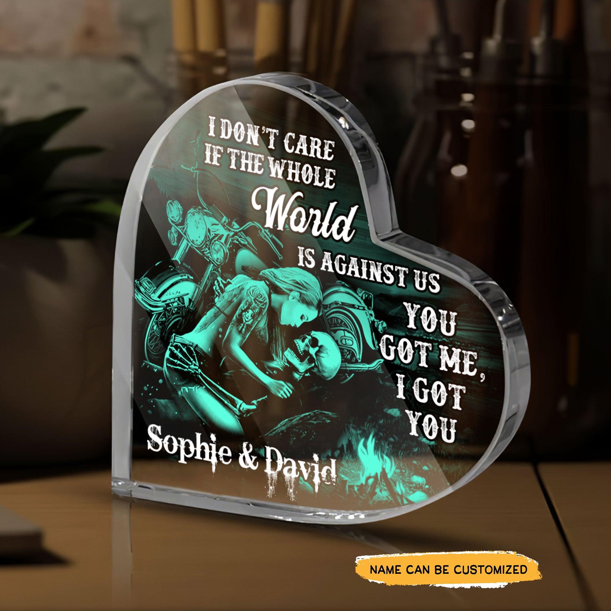 You Got Me I Got You - Customized Skull Couple Crystal Heart Anniversary Gifts - Wonder Skull
