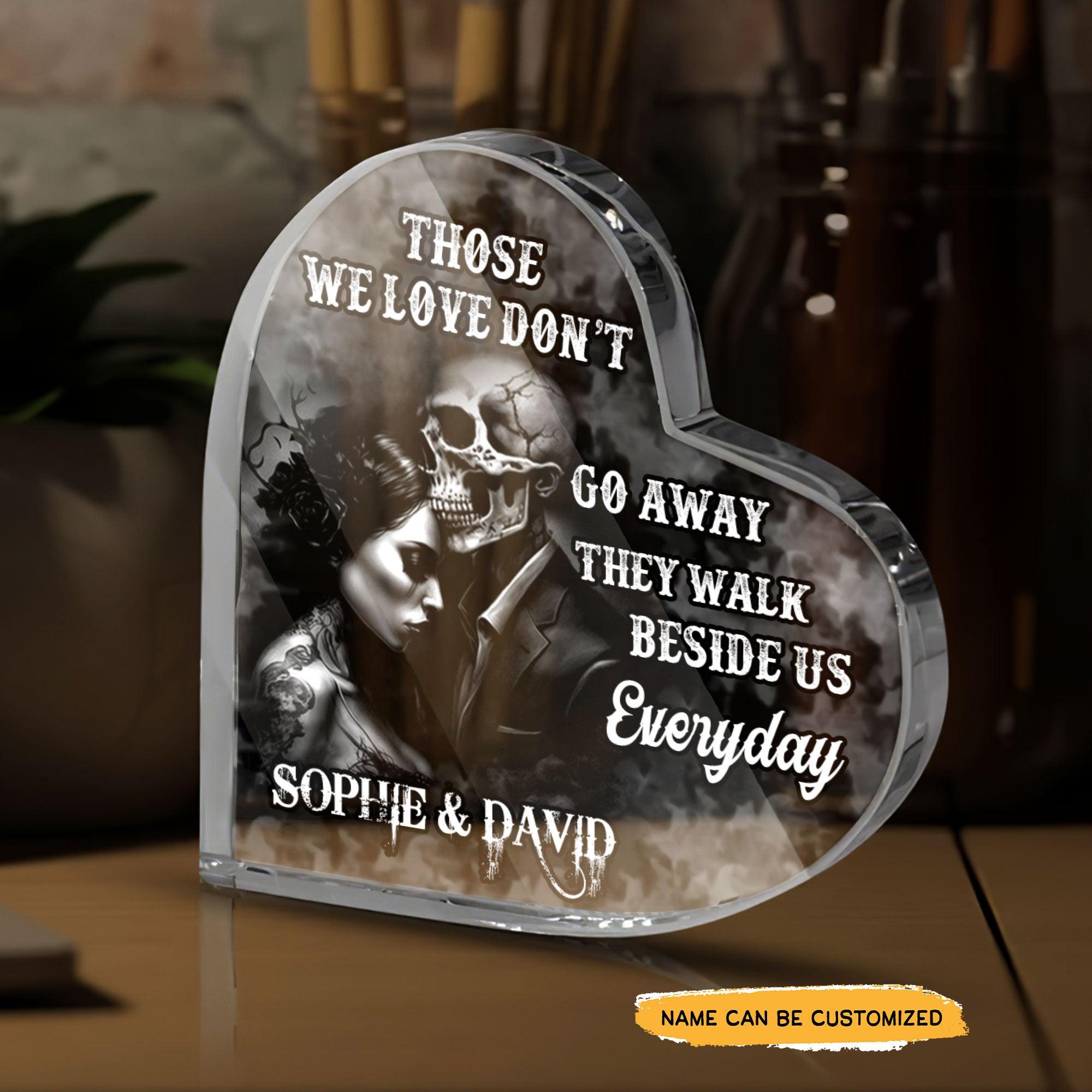 Those We Love Don't - Customized Skull Couple Crystal Heart Anniversary Gifts - Wonder Skull
