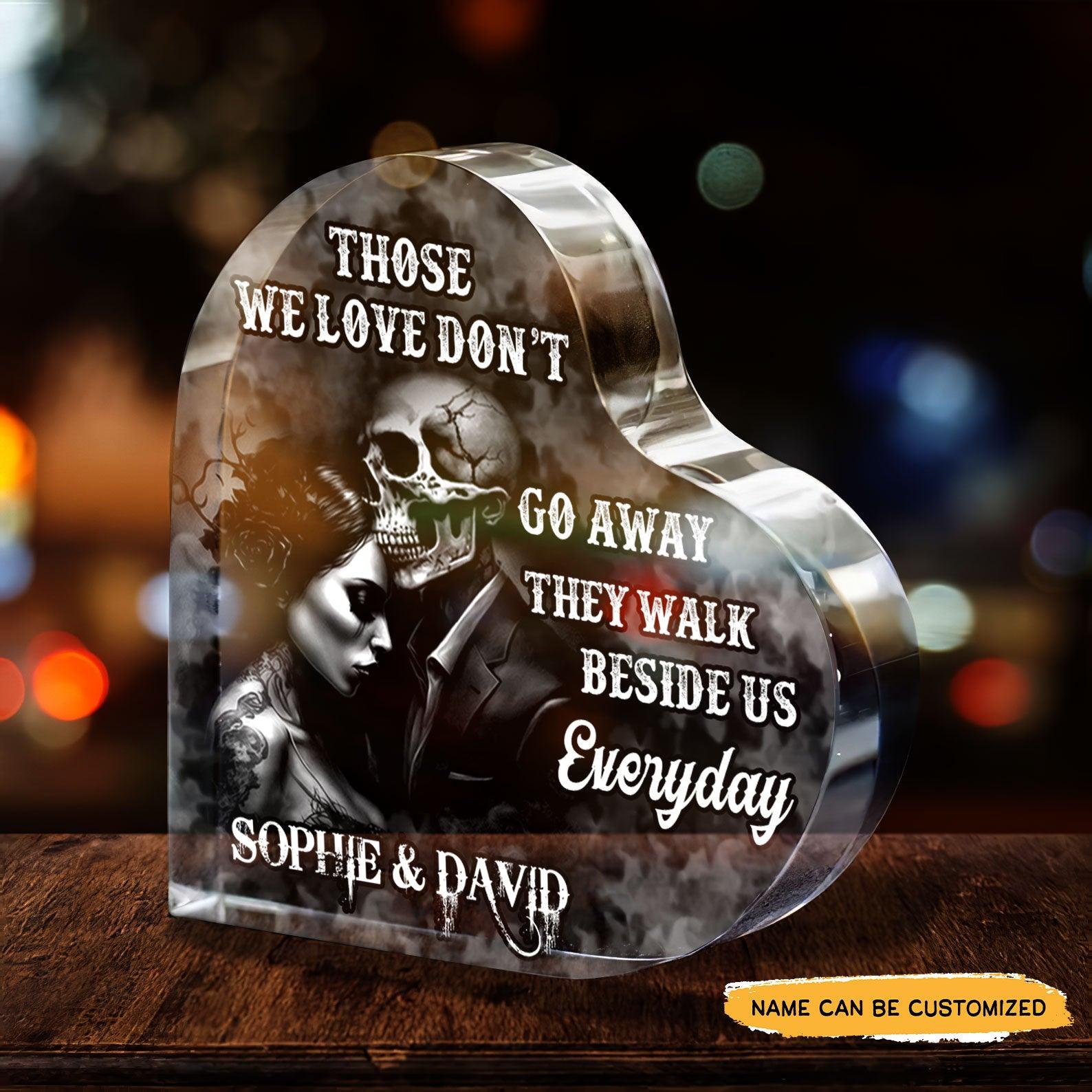 Those We Love Don't - Customized Skull Couple Crystal Heart Anniversary Gifts - Wonder Skull
