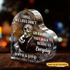 Those We Love Don't - Customized Skull Couple Crystal Heart Anniversary Gifts - Wonder Skull