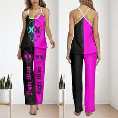 Purple Skull Nightmare Cami Pajamas Sets For Women Sleepwears Combo
