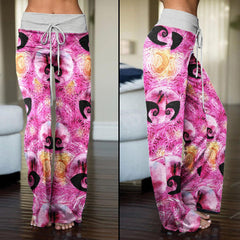 Pink Nightmare High-waisted Straight-leg Trousers For Women - Wonder Skull