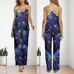 Abstract Purple SKull Cami Pajamas Sets For Women Sleepwears Combo