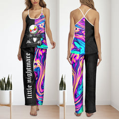 Holographic Art Cami Pajamas Sets For Women Sleepwears Combo