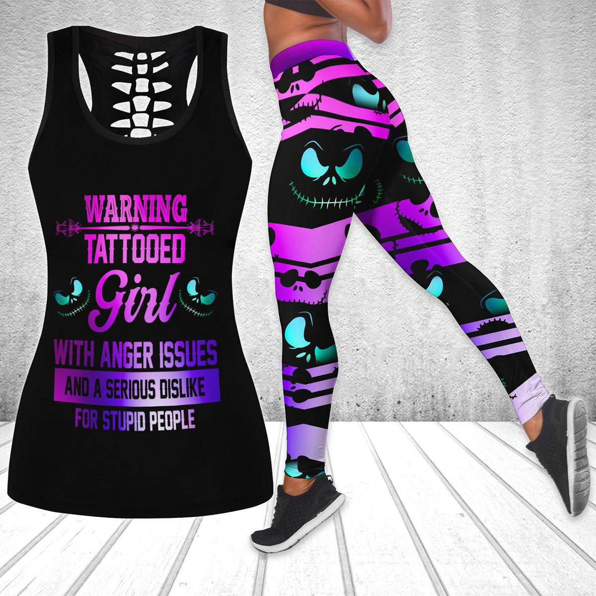 Tattooed Girl Nightmare Tank Top and Leggings Set - Wonder Skull