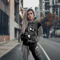 Women Hoodie and Leggings, Shadow Skeleton Art Outwear Pants Outfit