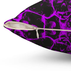 Magenta Scary Skull Pattern Spun Polyester Square Pillow - Wonder Skull