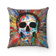 Enchanted Color Skull Spun Polyester Square Pillow - Wonder Skull