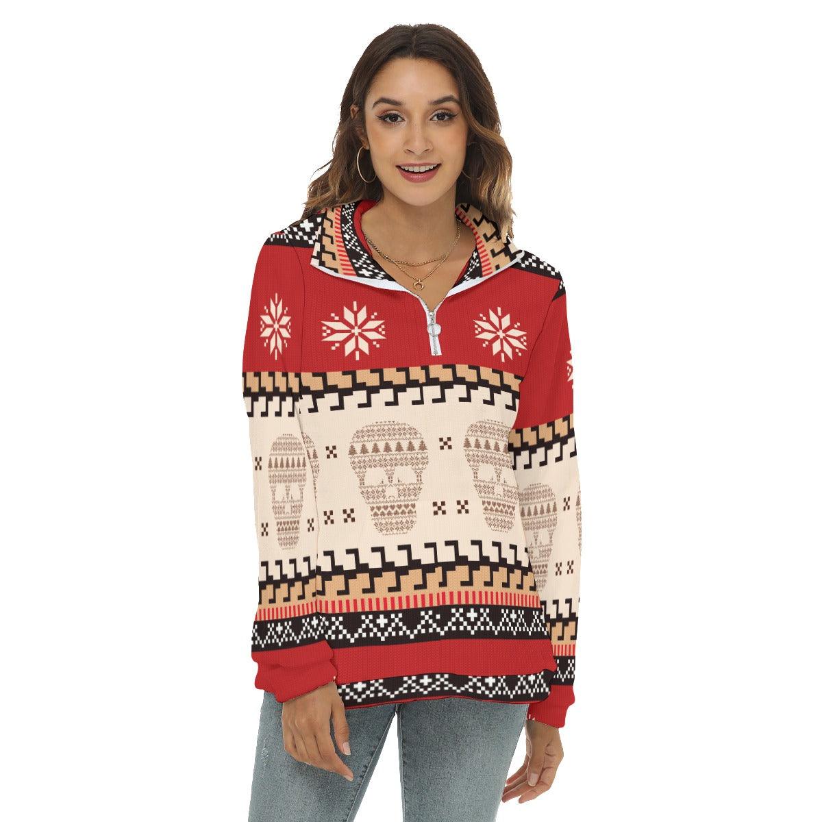 Skull Ugly Women's Borg Fleece Sweatshirt With Half Zip - Wonder Skull