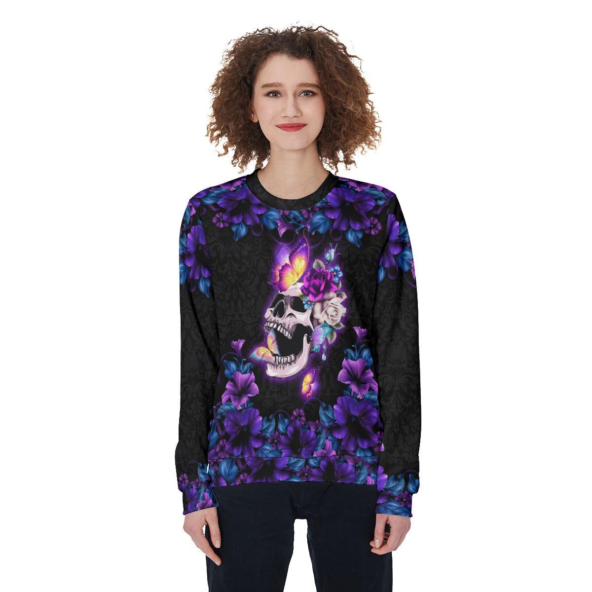 Skull Flower Heavy Fleece Sweatshirt - Wonder Skull