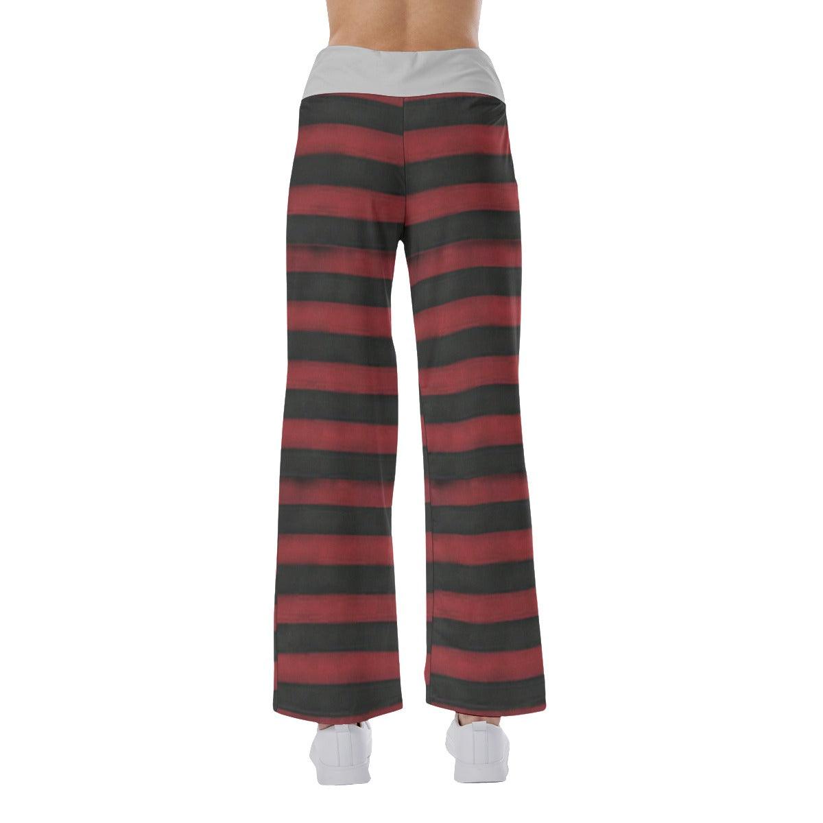 Half Red Black Sweet Dream High-waisted Wide Leg Pants - Wonder Skull