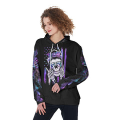 Skull Mom Zero Fucks Given Funny Hoodie For Women - Wonder Skull