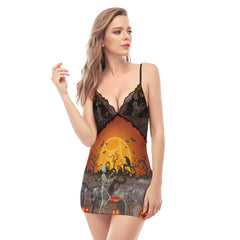 Halloween Lace Chemise Nightgown - Wonder Skull