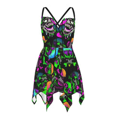 Skull Colorfull Pattern All-Over Print Women's Slip Dress - Wonder Skull