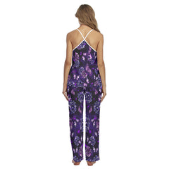 Violet Skull Butterfly Cami Pajamas Sets For Women Sleepwears Combo - Wonder Skull