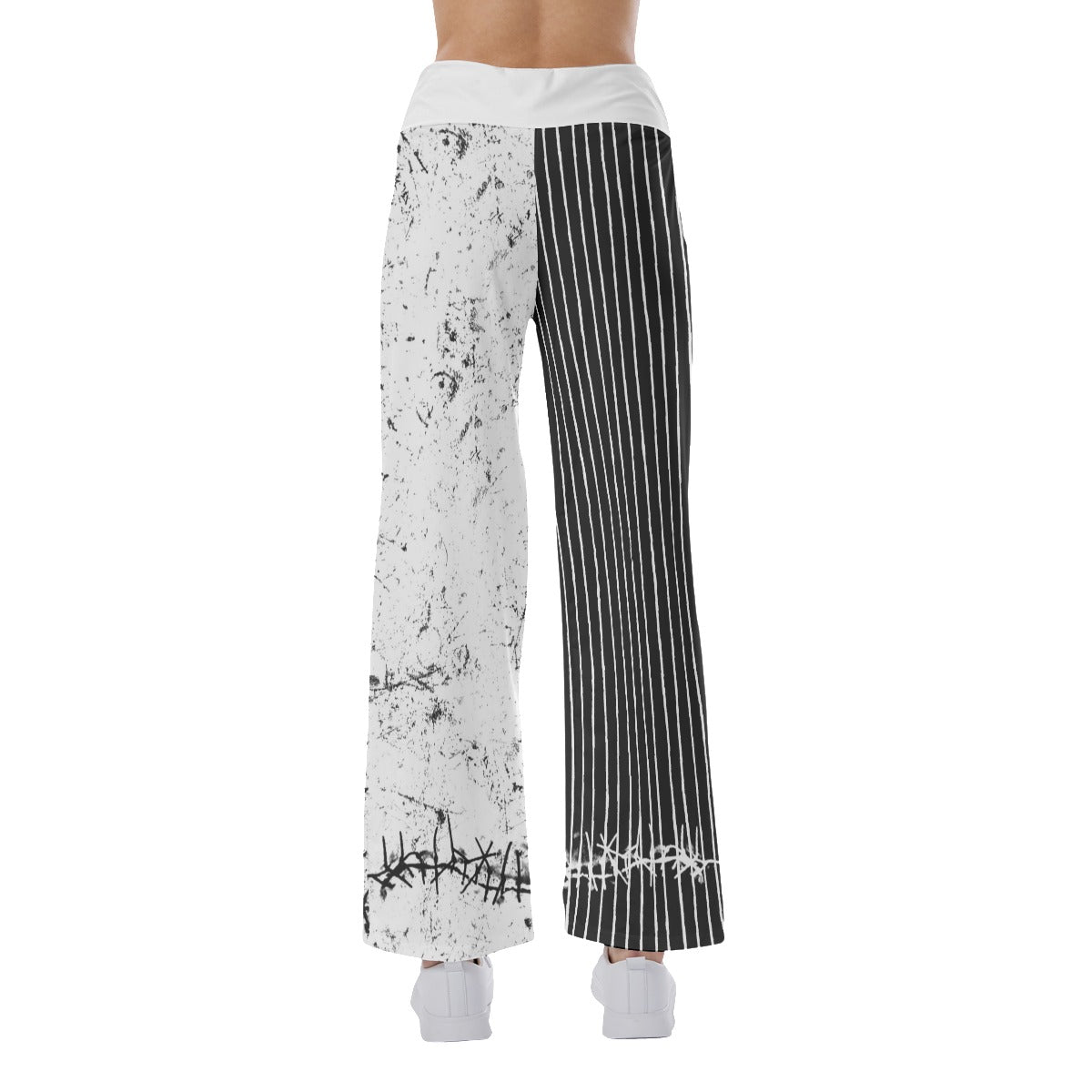 Black White Nightmare Art Women's High-waisted Wide Leg Pants | Wonder Skull