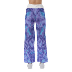 Purple Blue Rainbow Skull Mom High-waisted Wide Leg Pants - Wonder Skull
