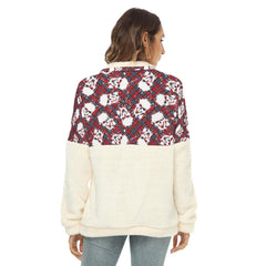 Christmas Skull Borg Fleece Sweatshirt With Half Zip - Wonder Skull