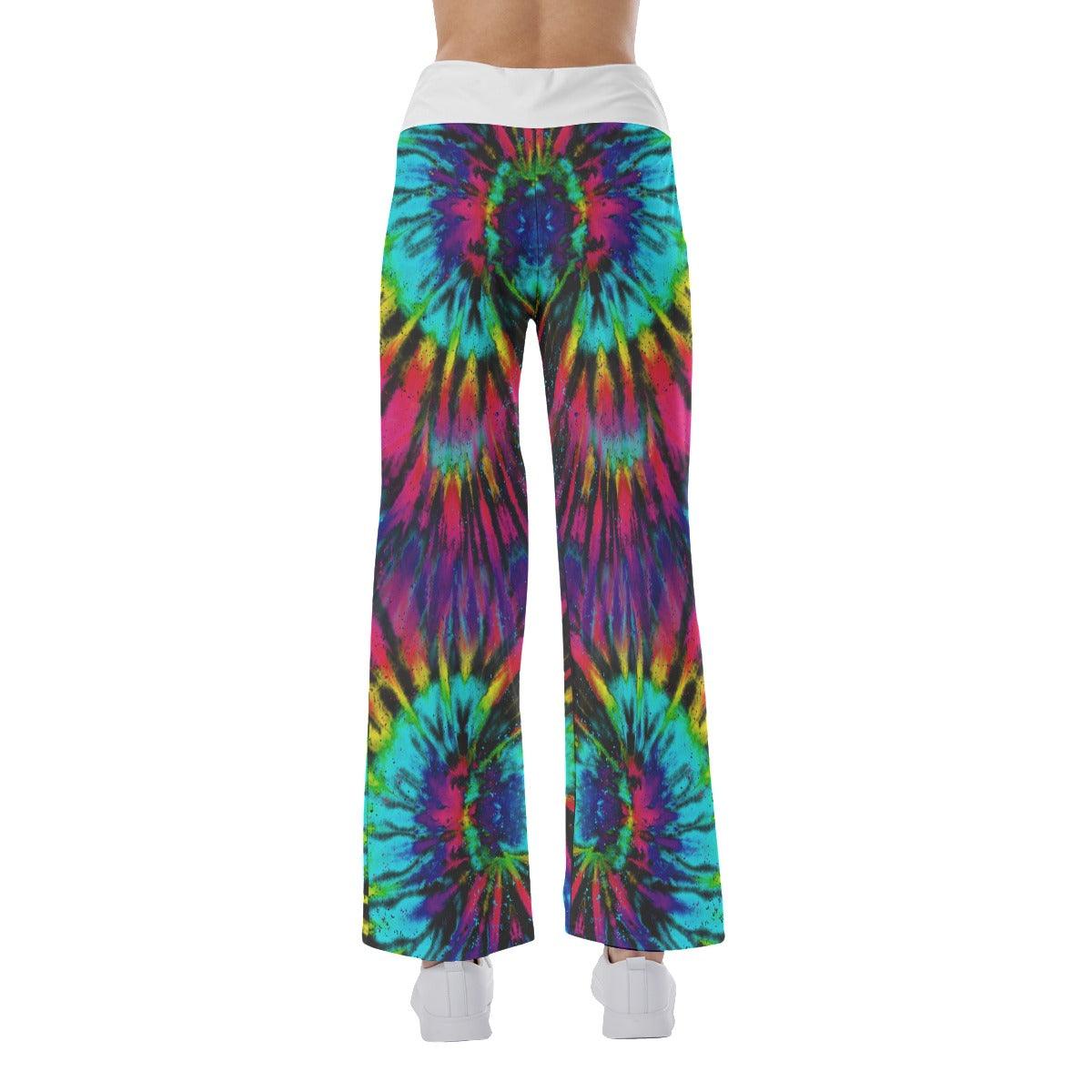 Solid Tiedye Skull High-waisted Wide Leg Pants - Wonder Skull