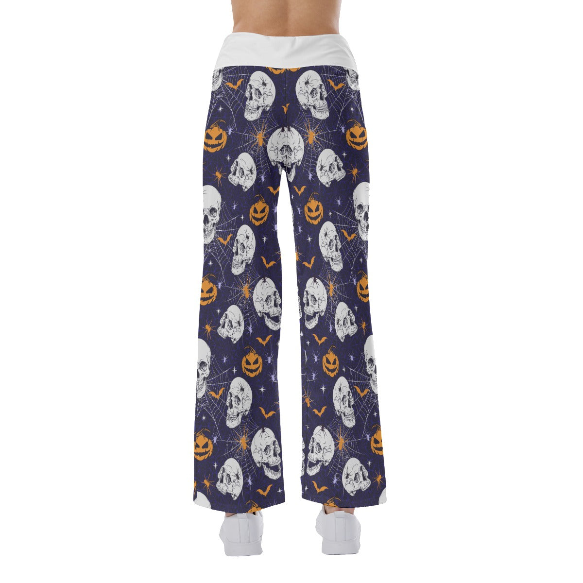 Skull Halloween Pumpkin Bat Women's High-waisted Wide Leg Pants | Wonder Skull