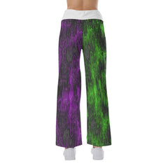 Double Block Purple Green Nightmare High-waisted Wide Leg Pants - Wonder Skull